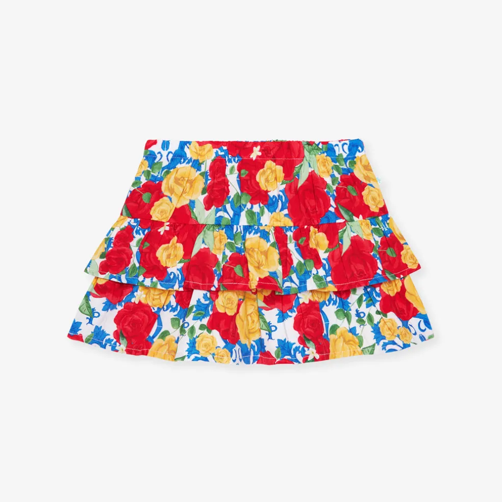 Bamboo Challis Tiered Ruffled Skirt