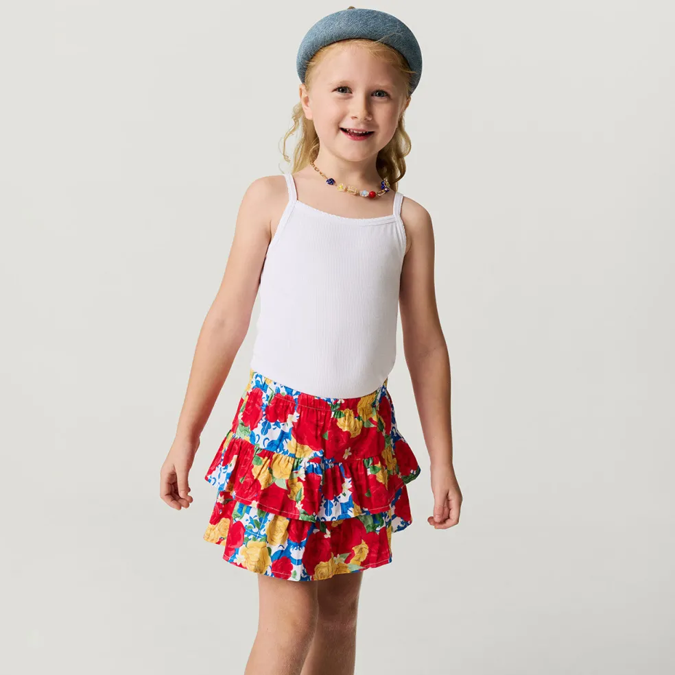 Bamboo Challis Tiered Ruffled Skirt