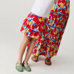 Bamboo Challis Tiered Ruffled Skirt
