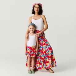 Bamboo Challis Tiered Ruffled Skirt