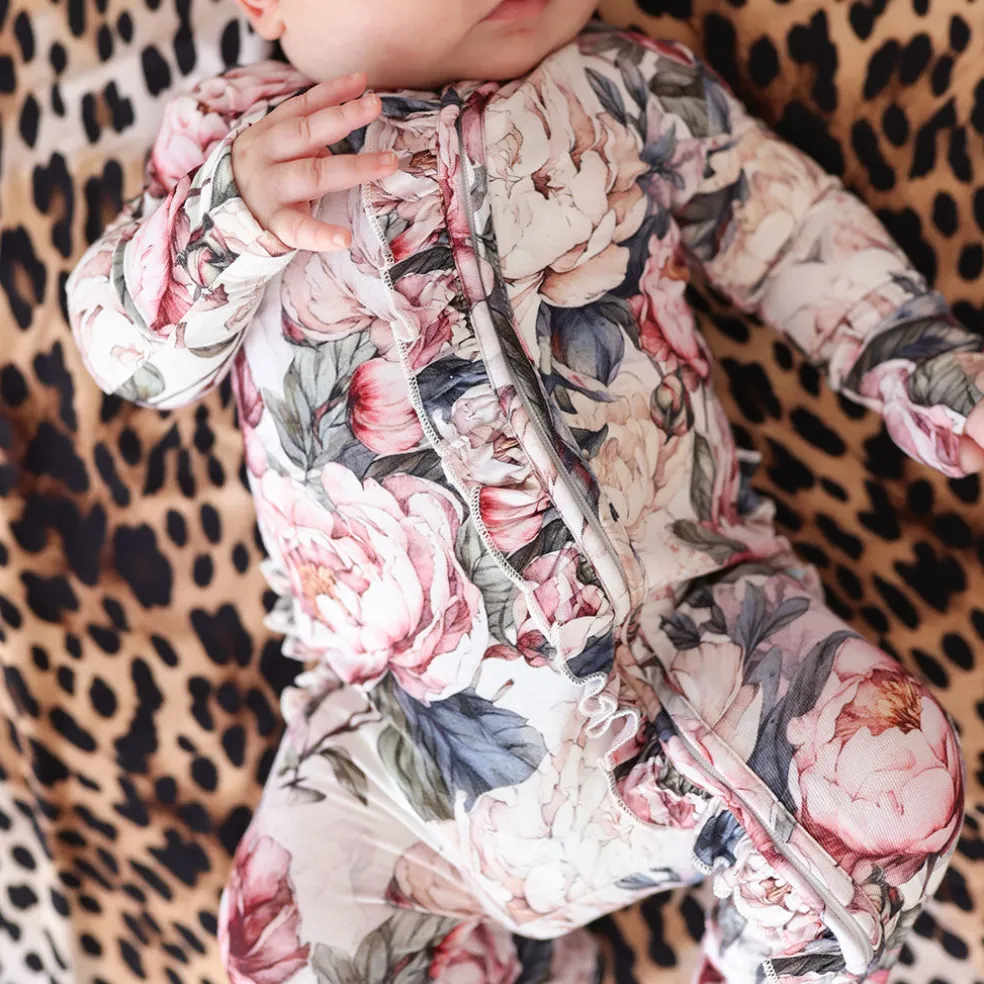 Footie Ruffled Zippered One Piece