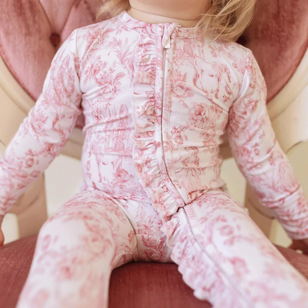 Footie Ruffled Zippered One Piece