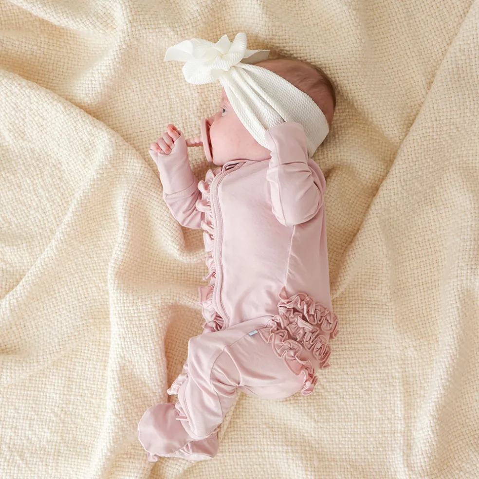 Footie Ruffled Zippered One Piece