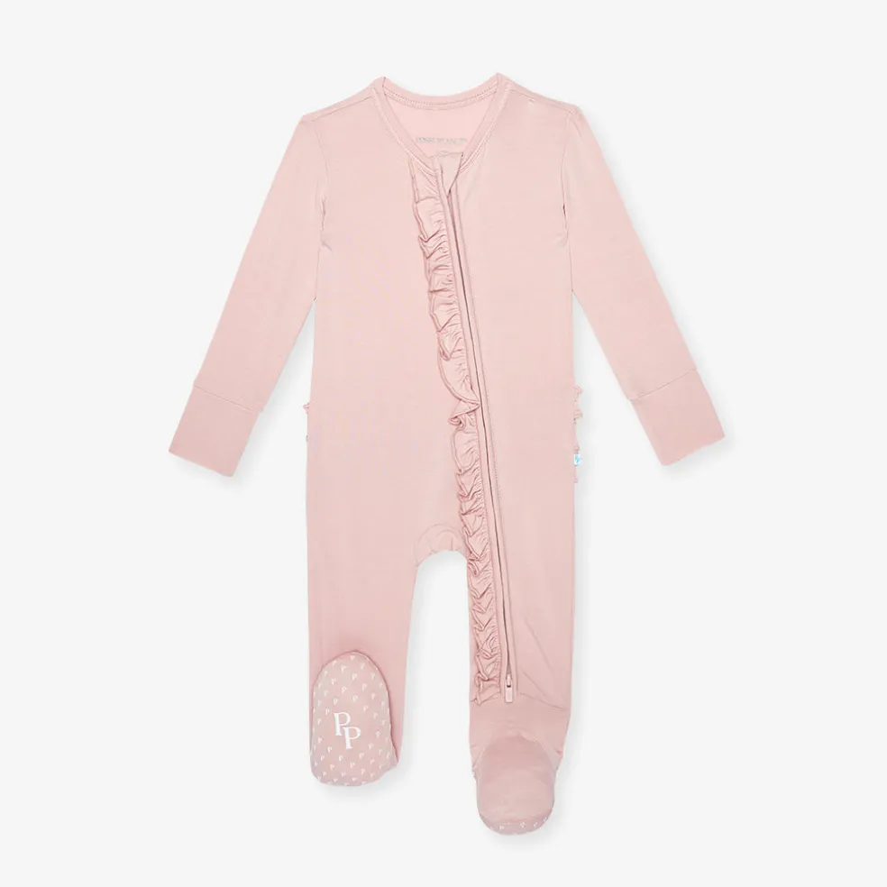 Footie Ruffled Zippered One Piece