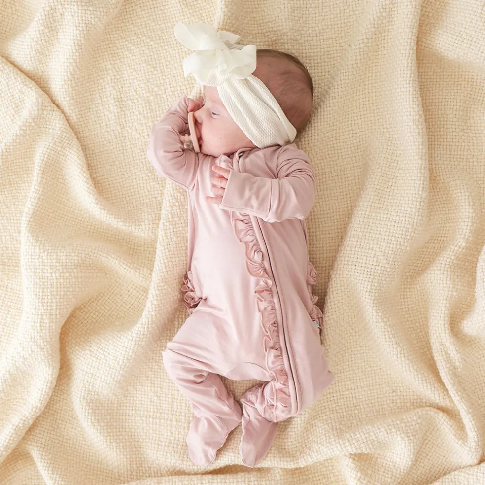 Footie Ruffled Zippered One Piece