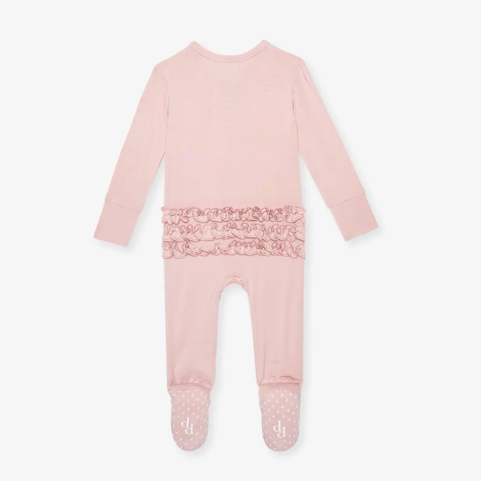 Footie Ruffled Zippered One Piece