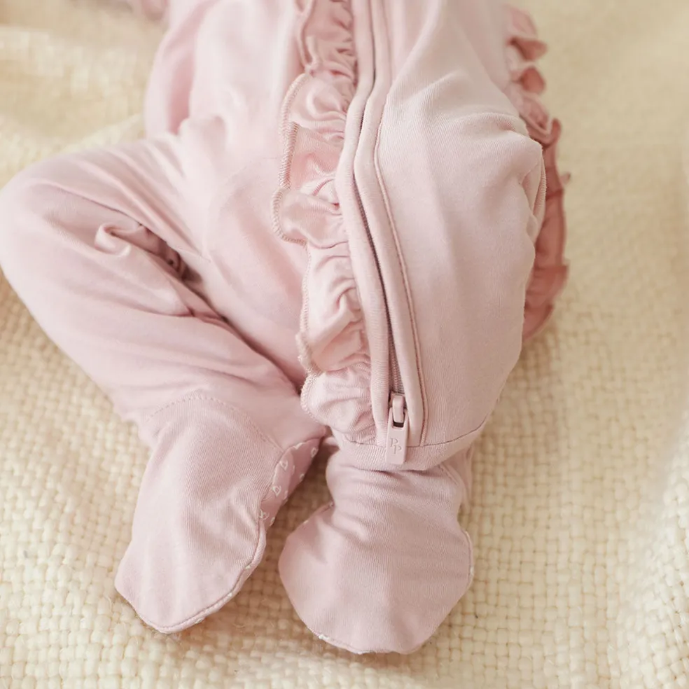 Footie Ruffled Zippered One Piece