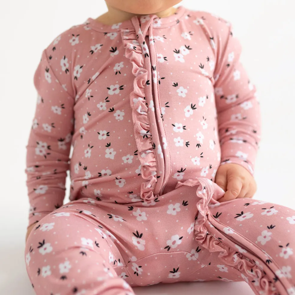 Footie Ruffled Zippered One Piece