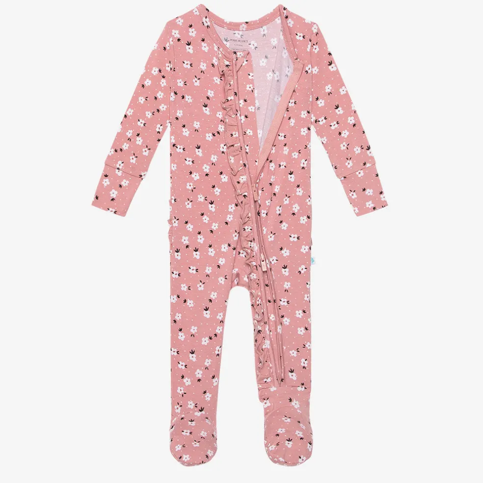 Footie Ruffled Zippered One Piece
