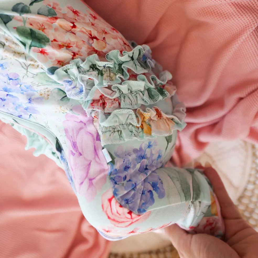 Footie Ruffled Zippered One Piece