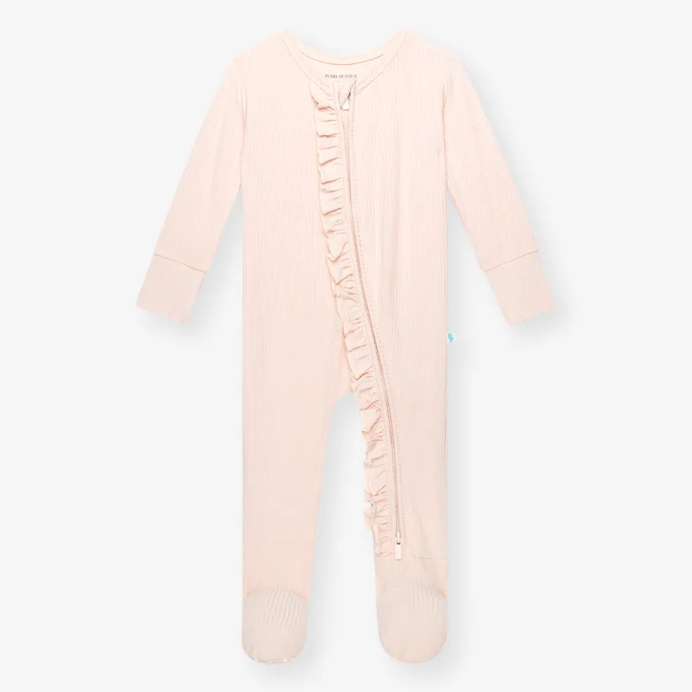 Footie Ruffled Zippered One Piece