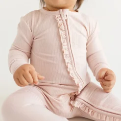 Footie Ruffled Zippered One Piece