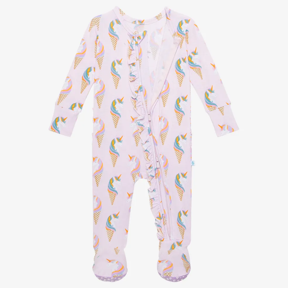 Footie Ruffled Zippered One Piece