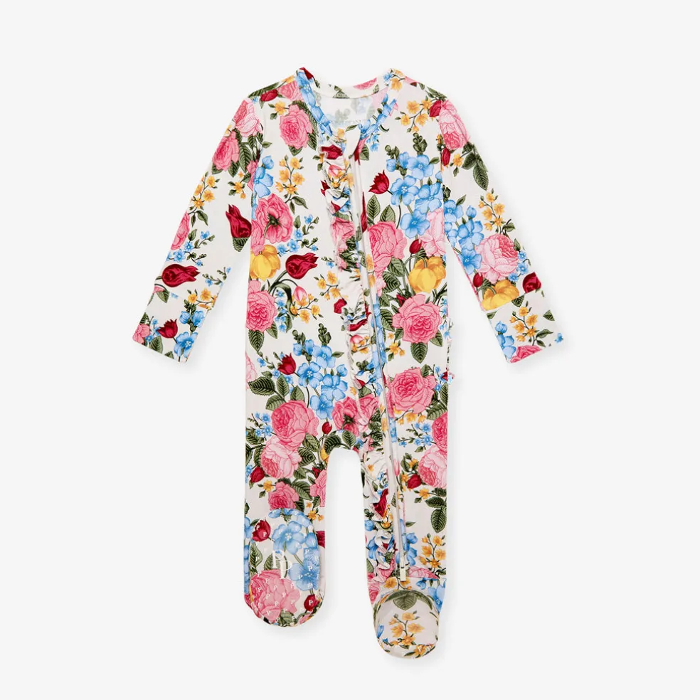 Footie Ruffled Zippered One Piece