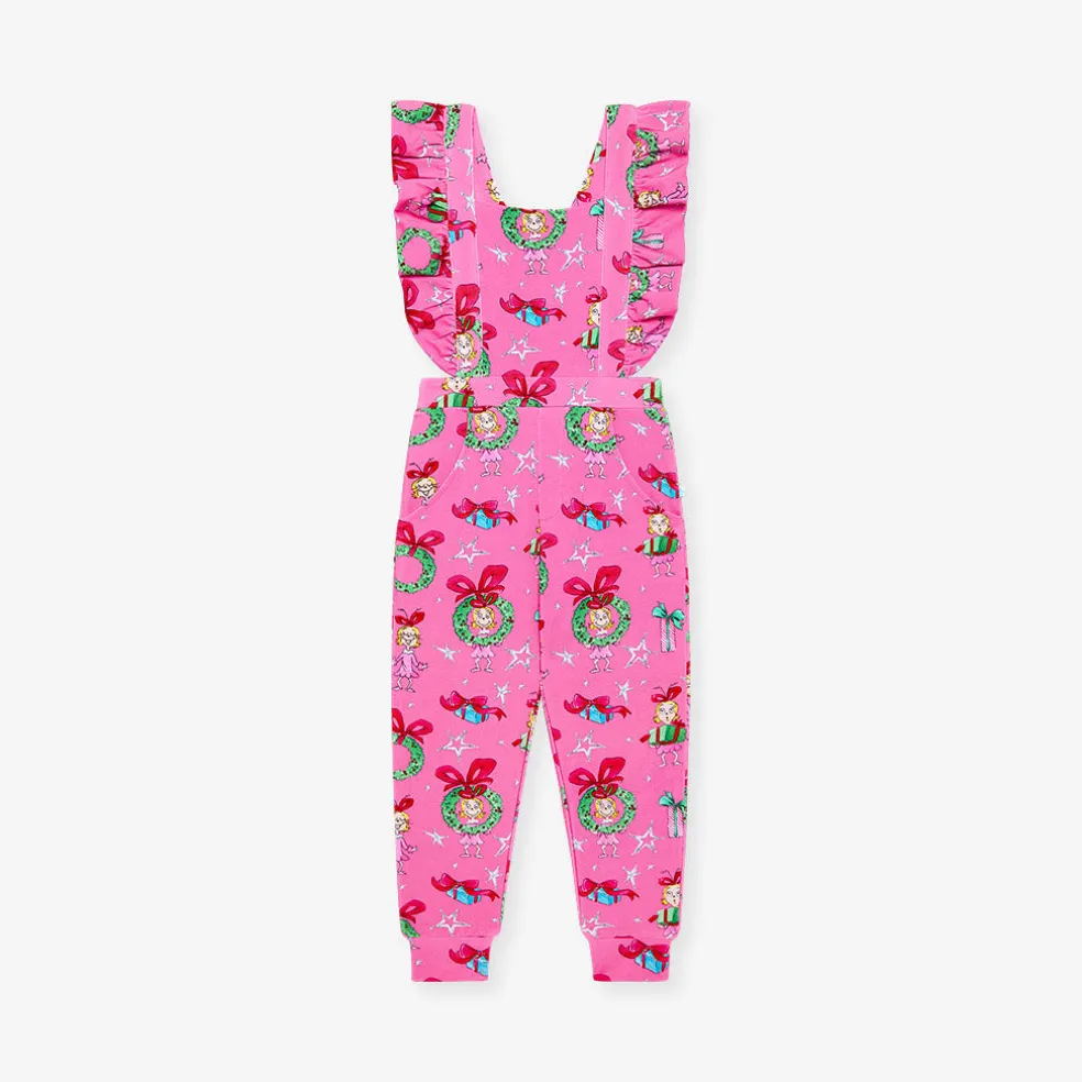 French Terry Ruffled Overalls
