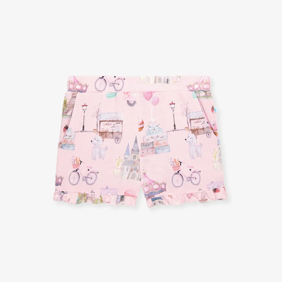 French Terry Ruffled Shorts