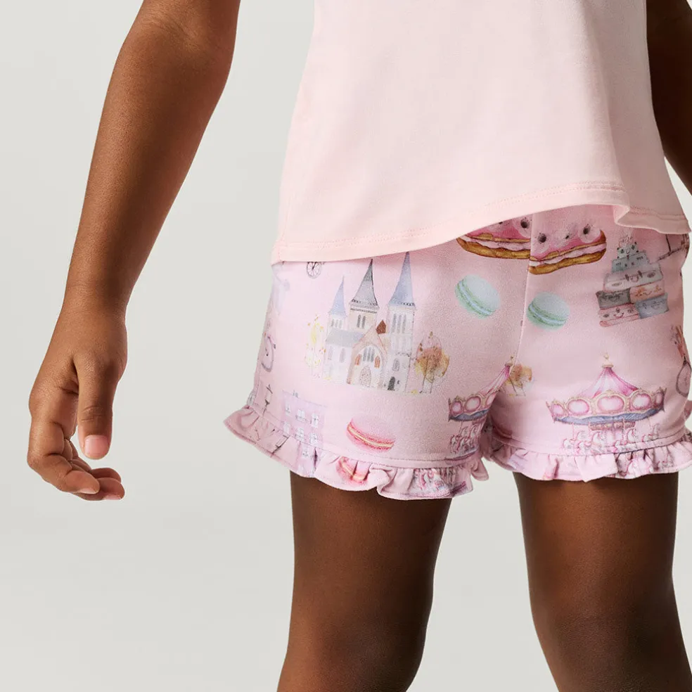 French Terry Ruffled Shorts
