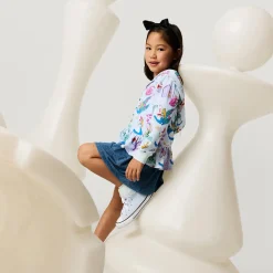 French Terry Ruffled Zippered Hoodie