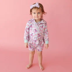 French Terry Ruffled Zippered Hoodie