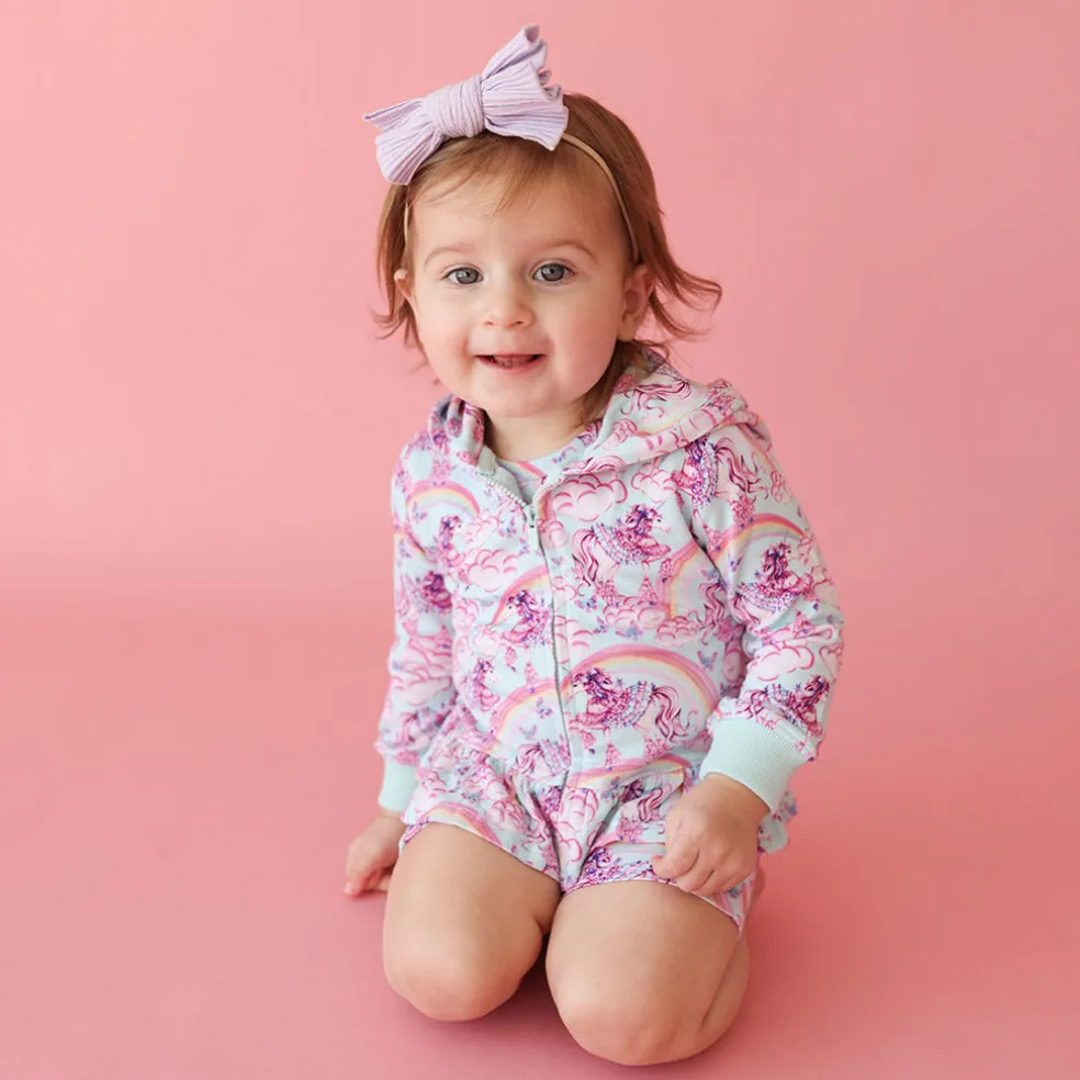 French Terry Ruffled Zippered Hoodie