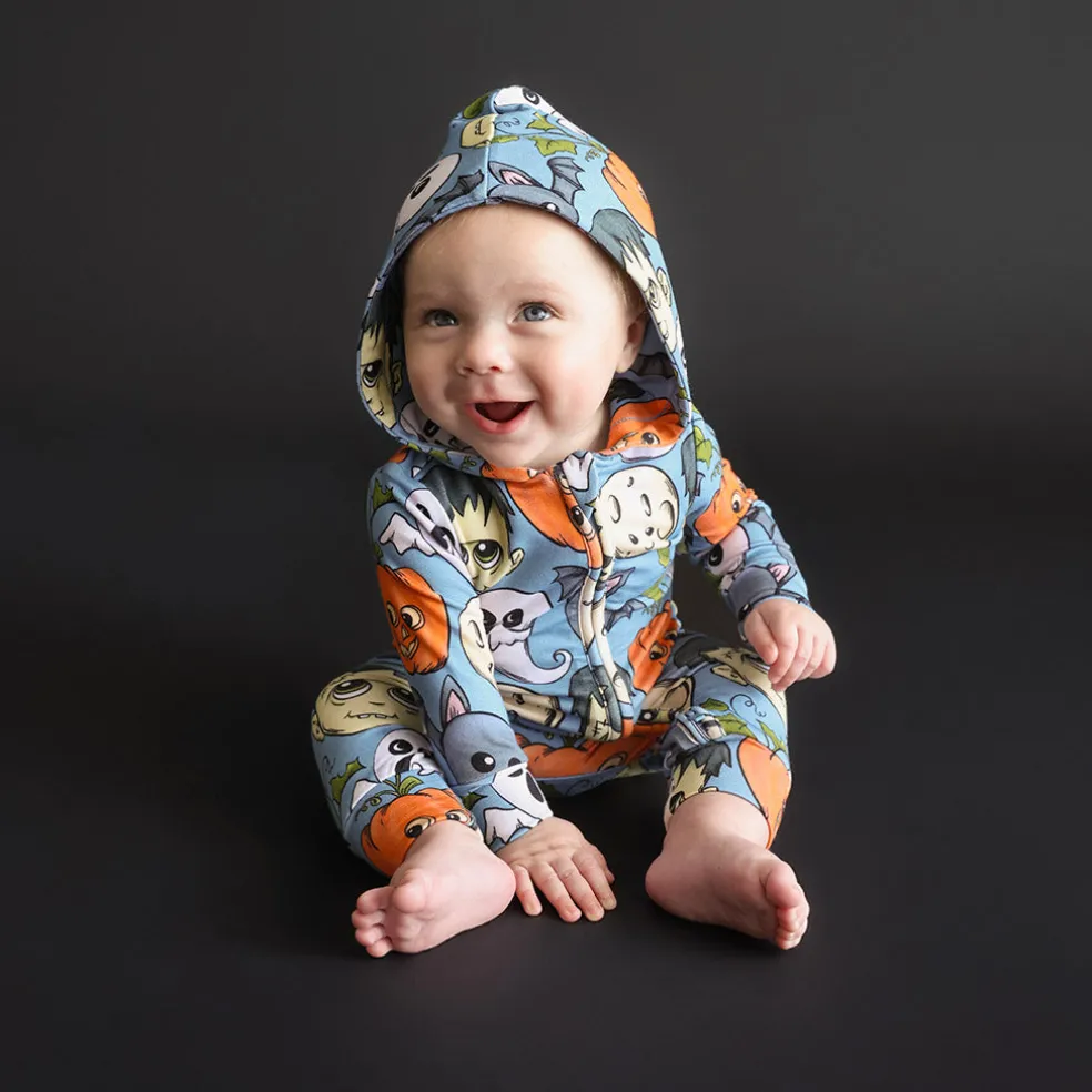 French Terry Zippered Hooded Romper