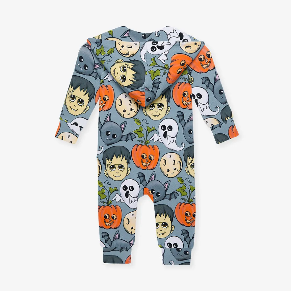 French Terry Zippered Hooded Romper