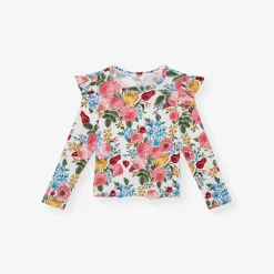 Long Sleeve Ruffled Shoulder Top
