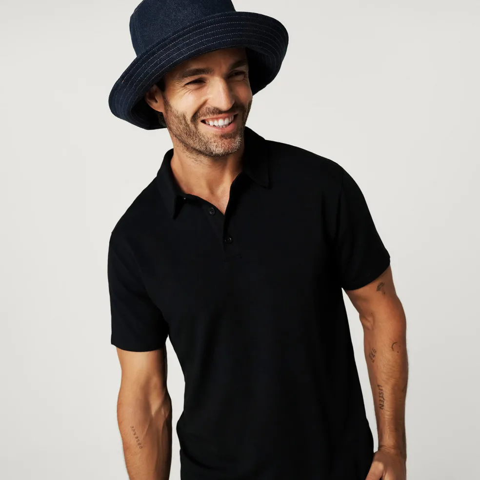 Men's Black French Terry Polo Shirt