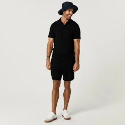 Men's Black French Terry Polo Shirt