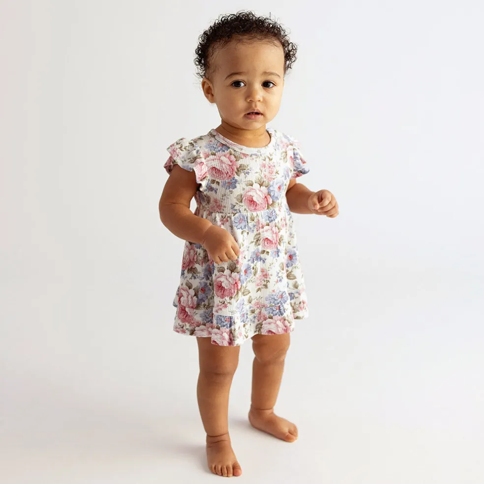Pointelle Ruffled Bodysuit Dress