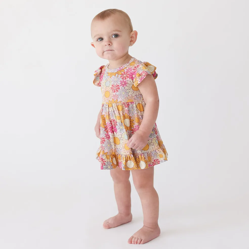 Ruffled Twirl Bodysuit Dress