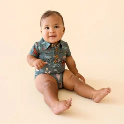 Short Sleeve Collared Henley Bodysuit