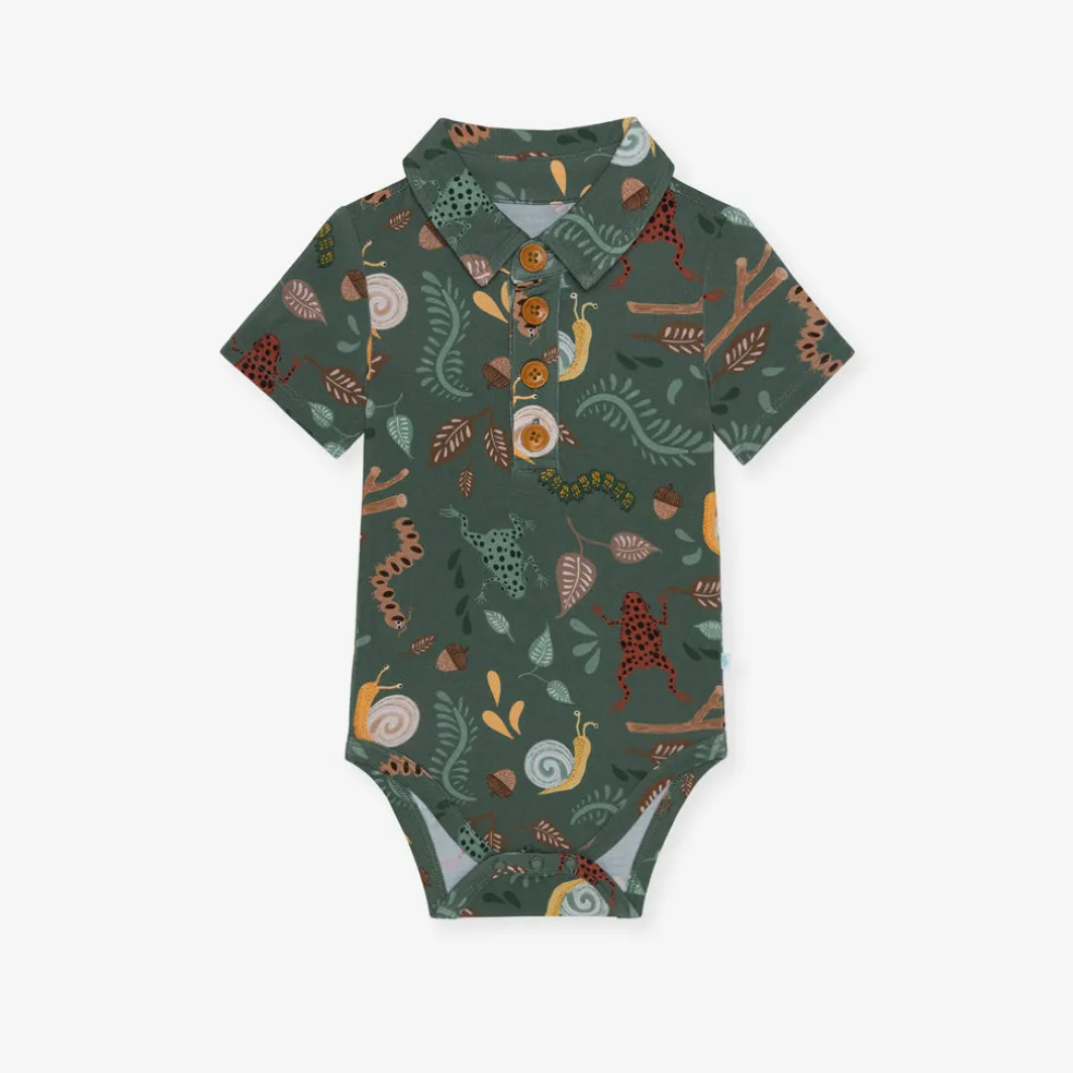 Short Sleeve Collared Henley Bodysuit