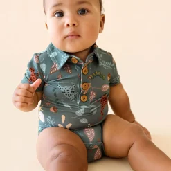 Short Sleeve Collared Henley Bodysuit