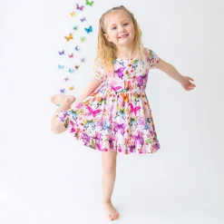 Short Sleeve Ruffled Twirl Dress