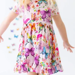 Short Sleeve Ruffled Twirl Dress