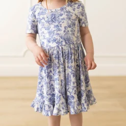 Short Sleeve Ruffled Twirl Dress