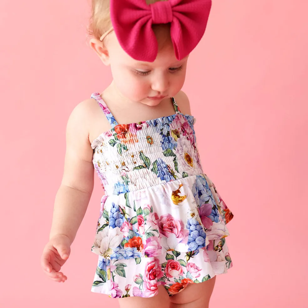 Smocked Tiered Bodysuit Dress