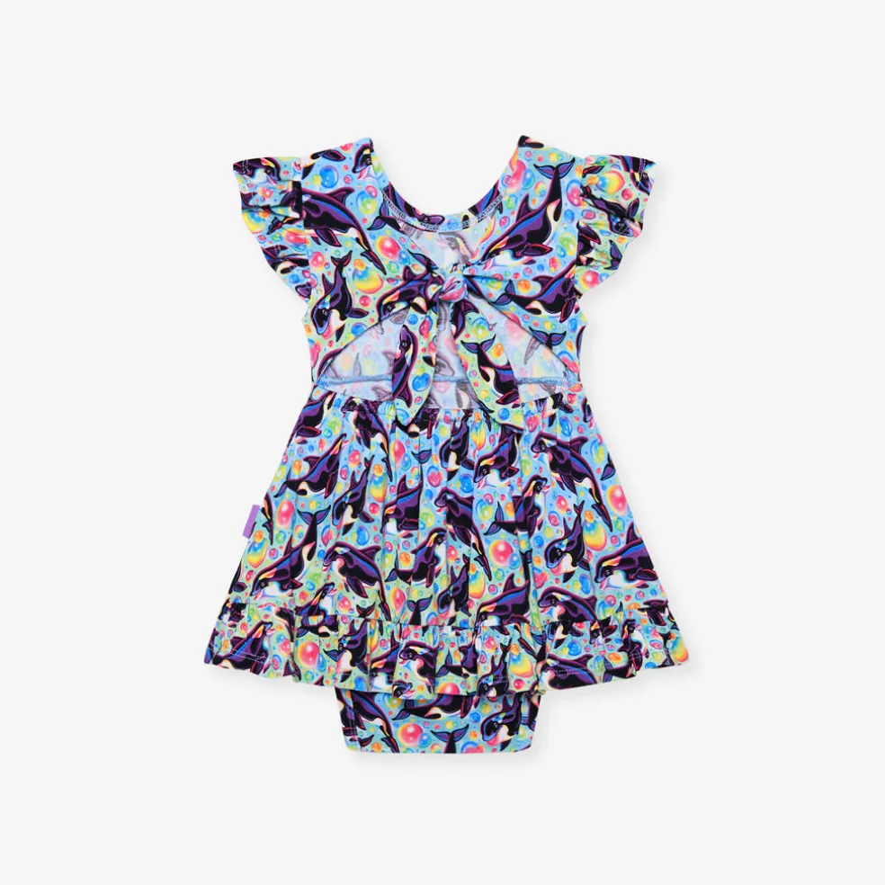 Tie Back Ruffled Bodysuit Dress