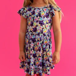 Tie Back Ruffled Twirl Dress