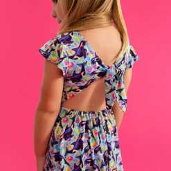 Tie Back Ruffled Twirl Dress