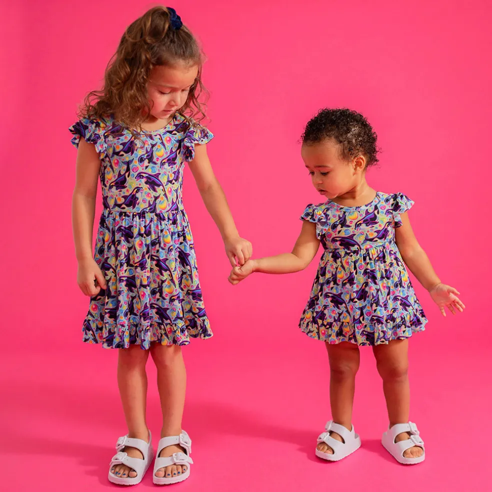 Tie Back Ruffled Twirl Dress