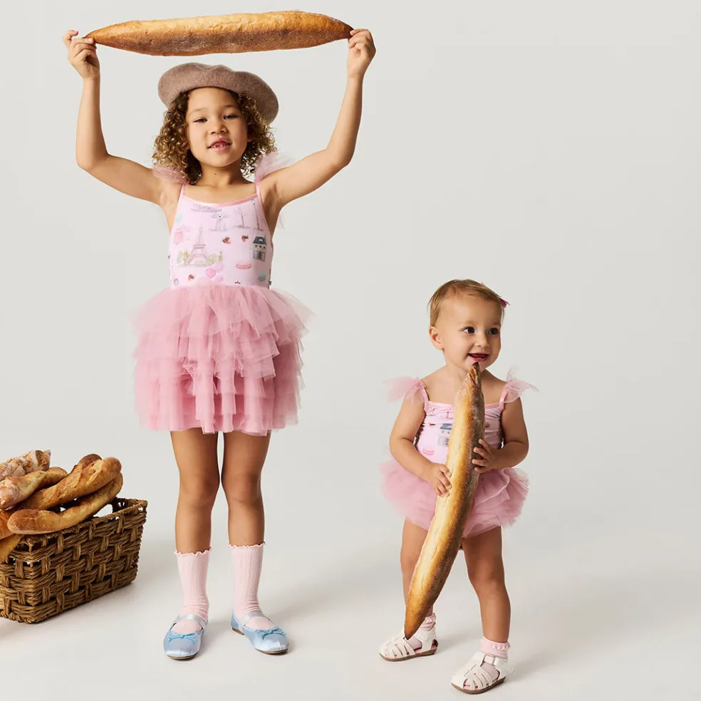 Tulle Smocked Bodysuit Dress