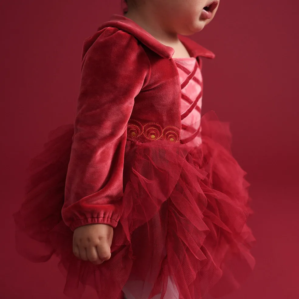 Velour Tulle Bodysuit Dress