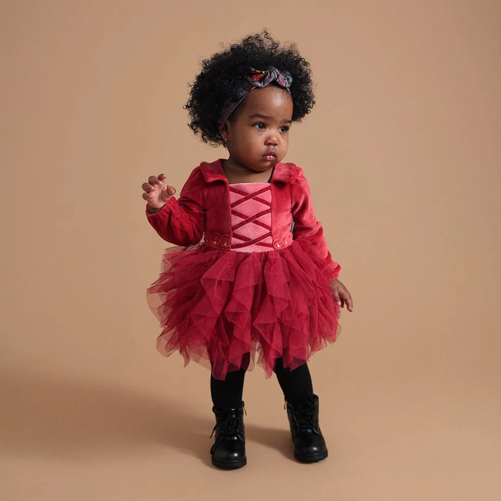 Velour Tulle Bodysuit Dress