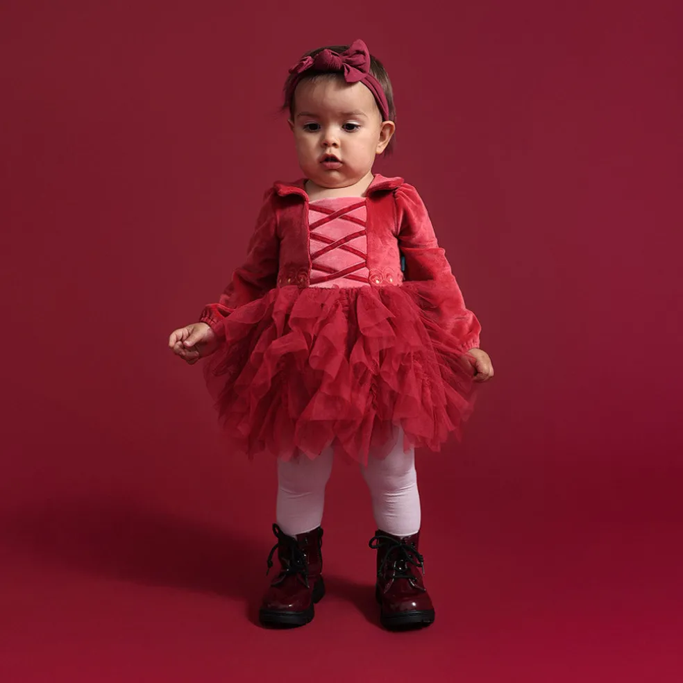 Velour Tulle Bodysuit Dress