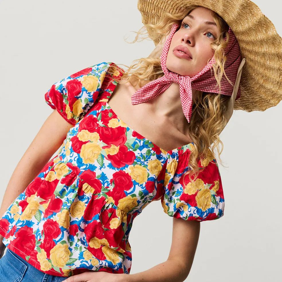 Women's Bamboo Challis Babydoll Top