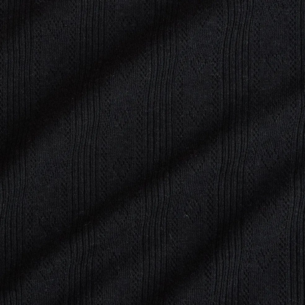 Women's Black Pointelle Romper