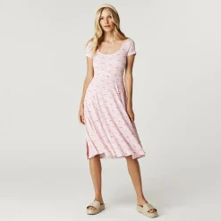 Women's Pointelle Scoop Midi Dress