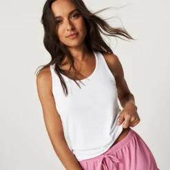 Women's White Premium Knit Racerback Tank